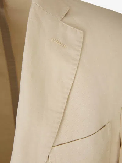 Shop Incotex Plain Linen Suit In Beige