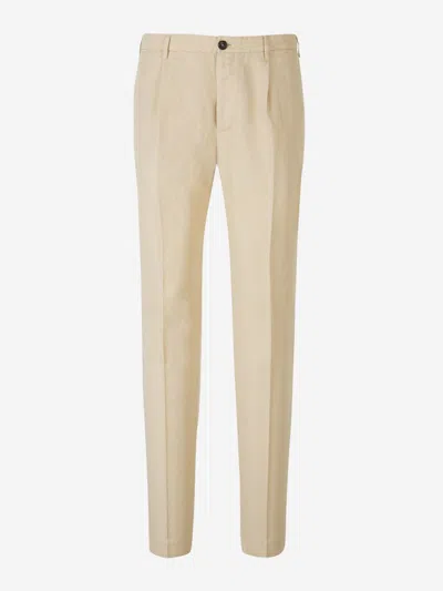 Shop Incotex Plain Linen Suit In Beige
