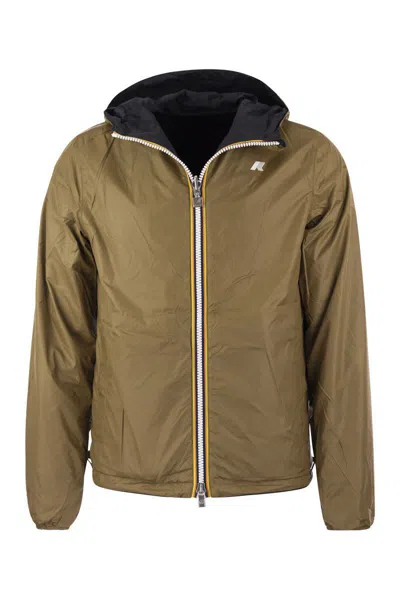 Shop K-way Jake Plus - Reversible Hooded Jacket In Blue/brown