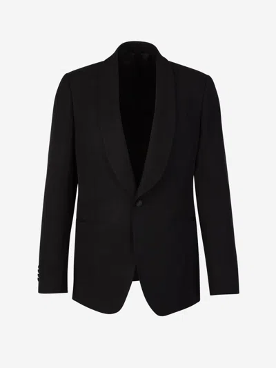 Shop Lardini Plain Viscose Blazer In Black