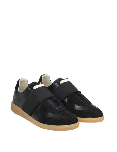 Shop Maison Margiela Suede And Fabric Sneakers In Black