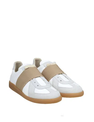 Shop Maison Margiela Suede And Fabric Sneakers In White