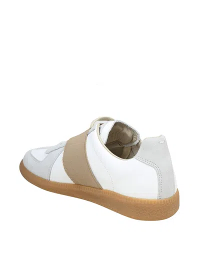 Shop Maison Margiela Suede And Fabric Sneakers In White