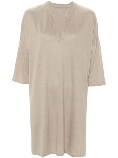 Shop Majestic Filatures Linen Blend Tunic Dress In Dove Grey