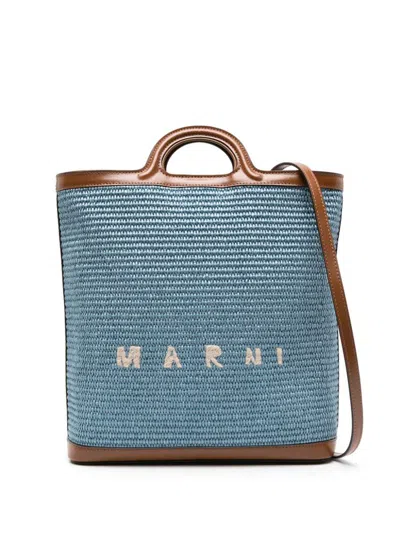 Shop Marni Tropicalia Tote Bag In Blue