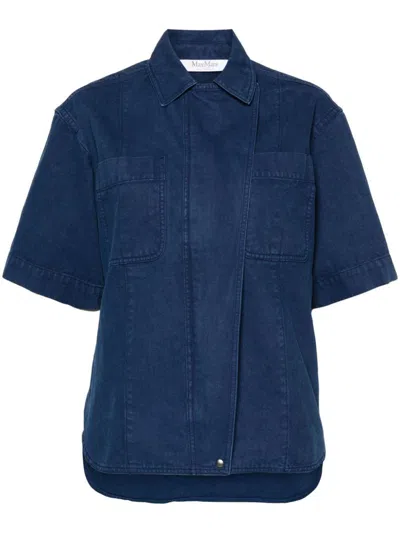 Shop Max Mara Cotton Shirt In Blue