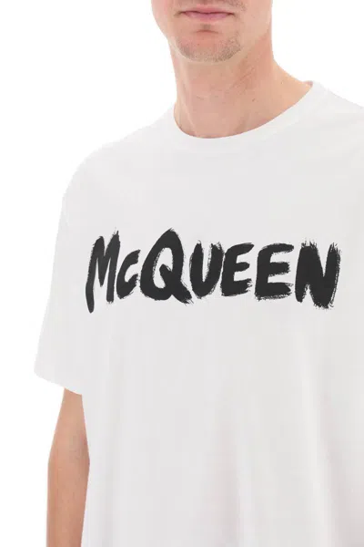 Shop Alexander Mcqueen Mcqueen Graffiti T-shirt In Bianco