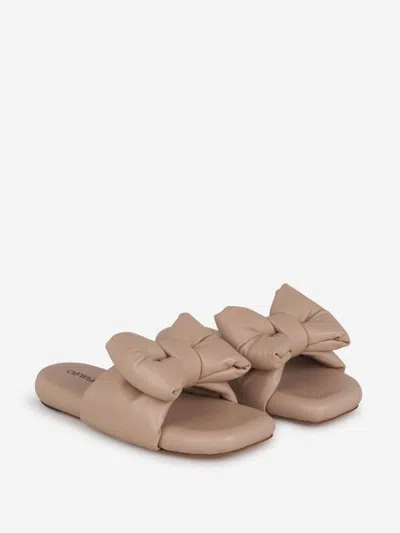 Shop Off-white Nappa Bow Sandals In Beige