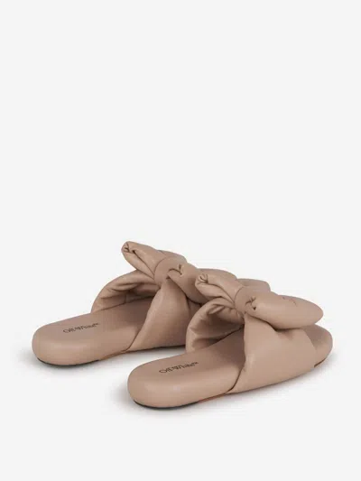 Off-white Nappa Bow Padded Slipper In Beige