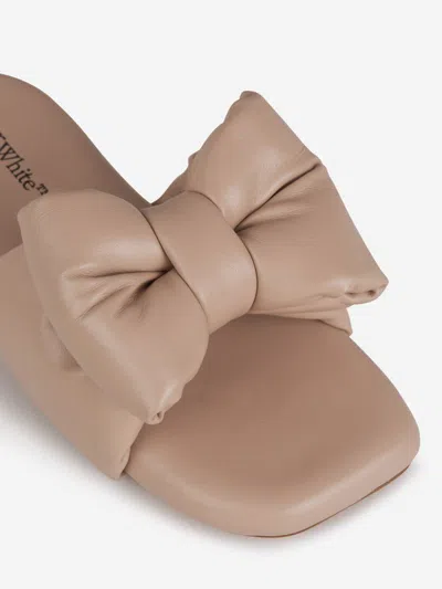 Off-white Nappa Bow Padded Slipper In Beige