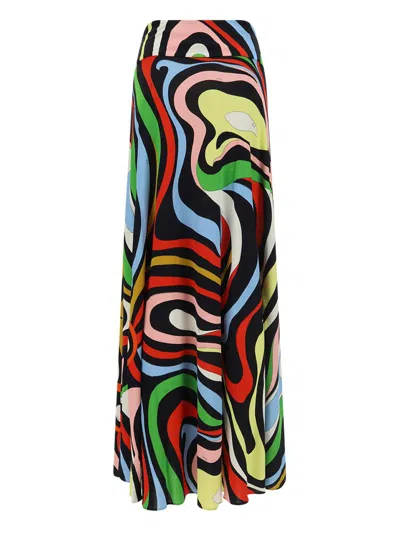 Shop Pucci Skirts In Nero/rosso