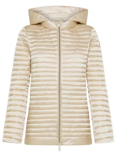 Shop Save The Duck Alima Wide Quilted Short Down Jacket In Beige