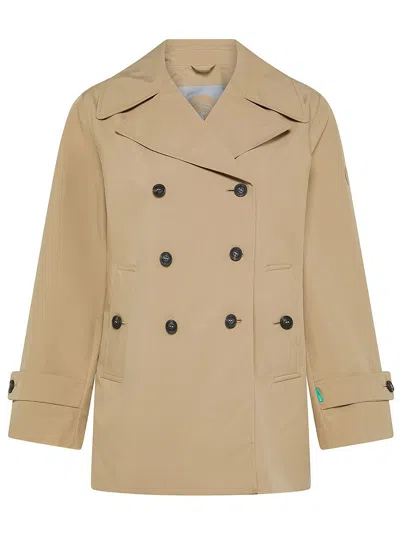 Shop Save The Duck Sofi Short Double-breasted Trench Coat In Beige