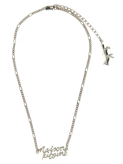 Shop Maison Kitsuné 'lettering' Necklace In Silver