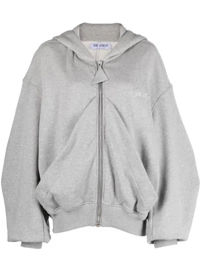 Shop Attico The  Cotton Zipped Hoodie In Grey