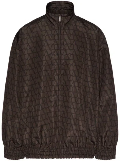 Shop Valentino Toile Iconographe Jacket In Brown