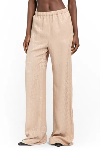 Shop Valentino Trousers In Beige