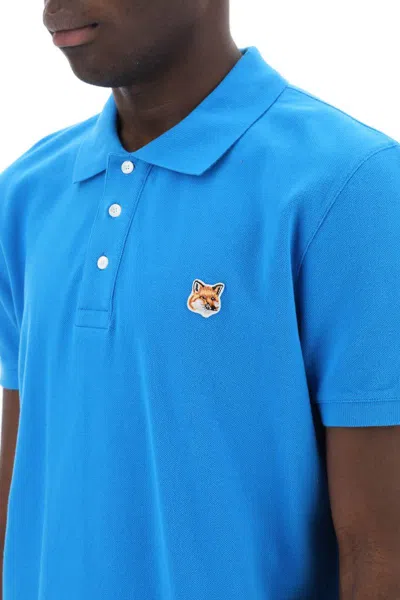 Shop Maison Kitsuné Fox Head Cotton Polo Shirt In Blue