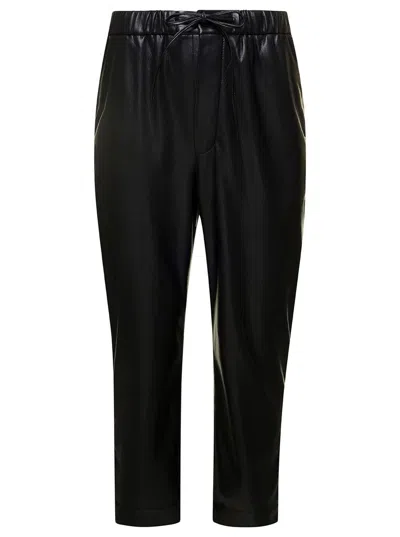 Shop Nanushka 'jain' Black Pants With Drawstring In Faux Leather Man