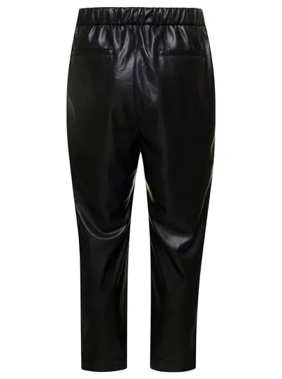 Shop Nanushka 'jain' Black Pants With Drawstring In Faux Leather Man