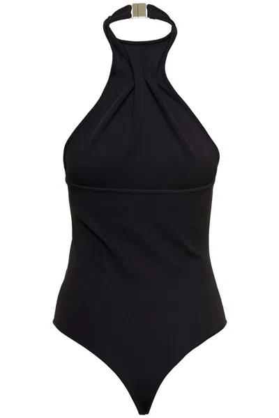 Shop Gauge81 'nashvi' Black Halterneck Bodysuit In Viscose Blend Woman