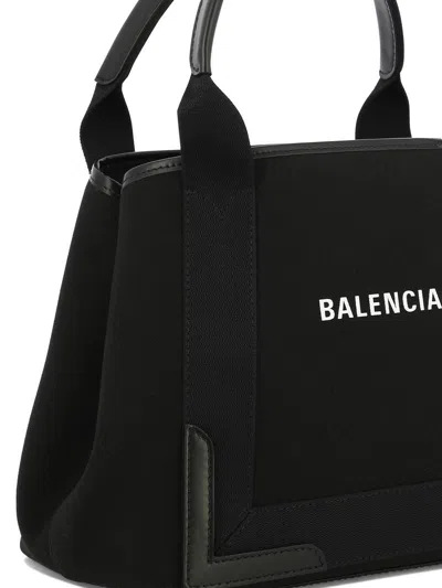 Shop Balenciaga Navy Cabas Small Tote Bag In Black