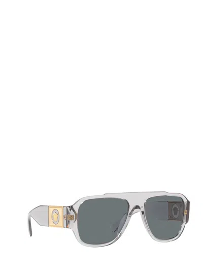 Shop Versace Eyewear Sunglasses In Transparent Grey
