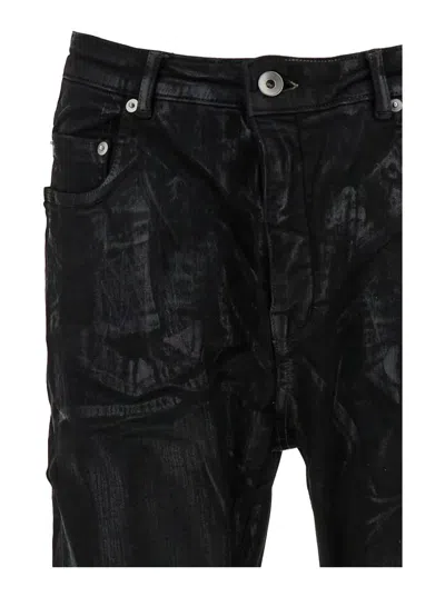 Shop Rick Owens Drkshdw Black Low Waist Jeans In Cotton Blend Man