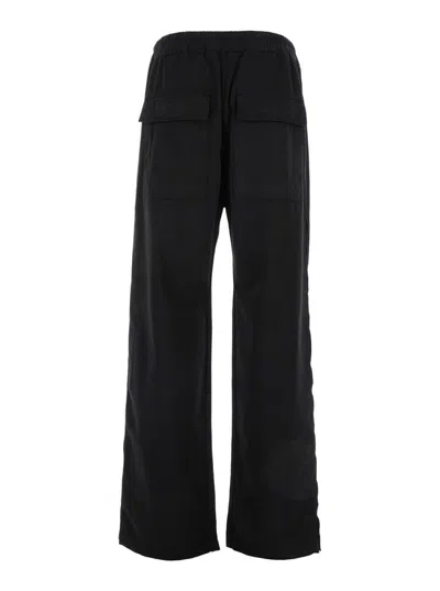 Shop Rick Owens Drkshdw Black Pants With Snap Buttons And Drawstring In Cotton Man