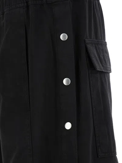 Shop Rick Owens Drkshdw Black Pants With Snap Buttons And Drawstring In Cotton Man