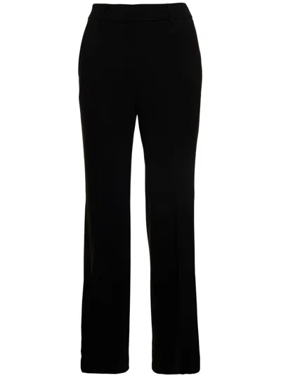 Shop Alberto Biani Black Slightly Flared Pants With Concealed Fastening In Stretch Fabric Woman