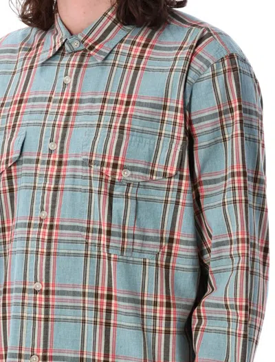 Shop Filson Washed Feather Cloth Shirt In Light Blue Check