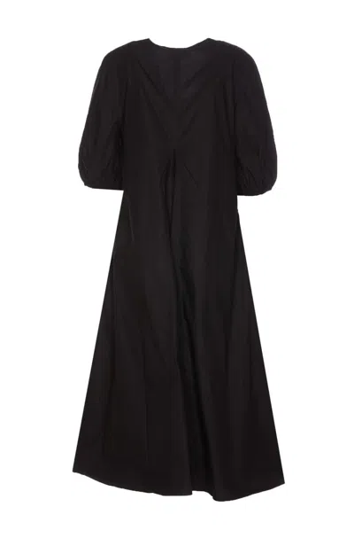 Shop Ganni Organic Cotton Midi Dress In Black
