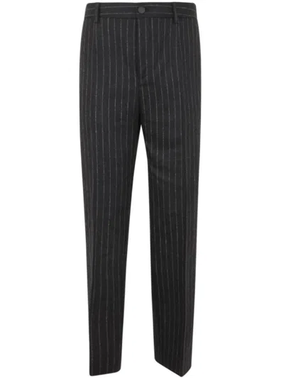 Shop Golden Goose Journey M`s Pant Relax Straight Virgin Wool Flannel Pinstripes Clothing In Grey