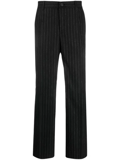 Shop Golden Goose Journey M`s Pant Relax Straight Virgin Wool Flannel Pinstripes Clothing In Grey