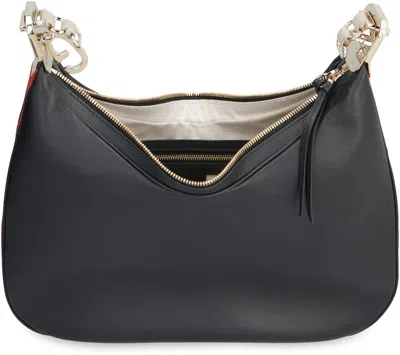 Shop Gucci Attache Leather Shoulder Bag In Black