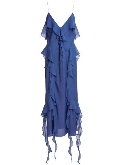 Shop Khaite Draped Dress The Pim Clothing In Blue