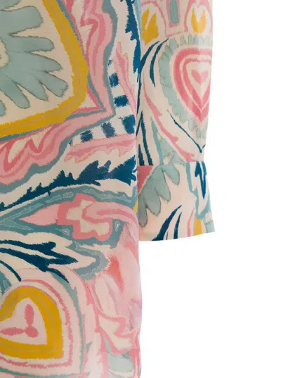 Shop Etro Light Blue Shirt With Multicolored  Graphic Printed Pattern All-over In Silk Woman