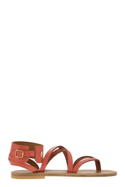 Shop Longchamp X K.jacques Leather Sandals In Strawberry