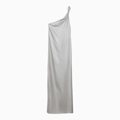 Shop Loulou Studio Adela Silver Grey Long Dress In Metal