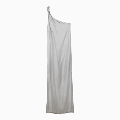 Loulou Studio Adela Midikleid Aus Seiden-twill Mit Asymmetrischer Schulterpartie In Metal