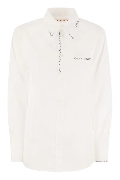 Shop Marni Cotton Shirt In White