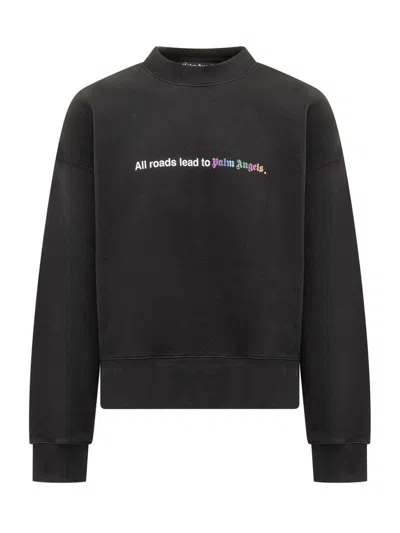 Shop Palm Angels Sweatshirts In Blackwhit