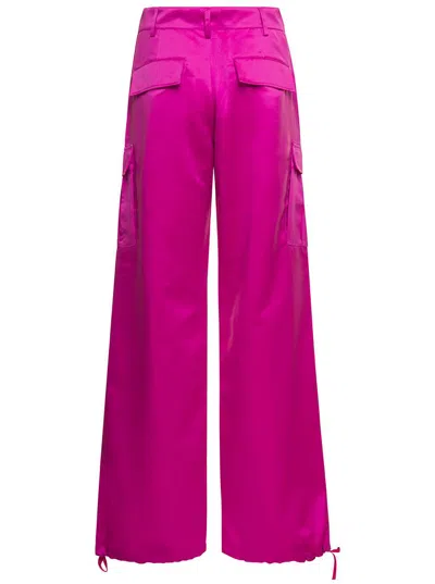 Shop The Andamane Pink High Waisted Cargo Pants Straight Leg With Cargo Pockets In Polyester Woman In Fuxia