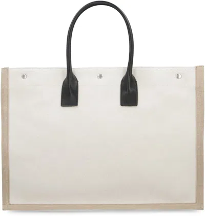 Shop Saint Laurent Canvas Tote Bag In Beige