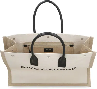 Shop Saint Laurent Canvas Tote Bag In Beige