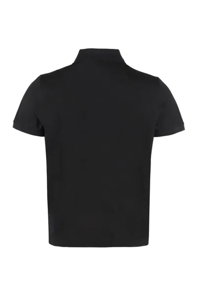 Shop Saint Laurent Cotton-piqué Polo Shirt In Black