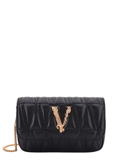 Shop Versace Bag "virtus" In Black+multicolor- Gold