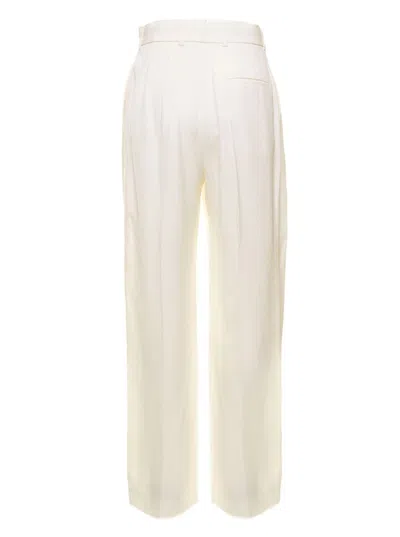 Shop Casablanca White Wide Leg Tailored Trousers In Silk Blend Woman