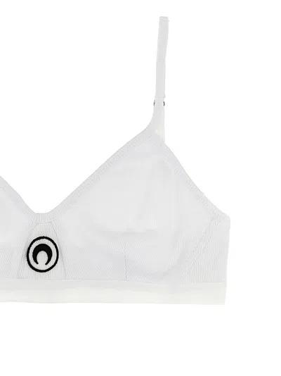 Shop Marine Serre Bra With Embroidered Logo Underwear, Body White